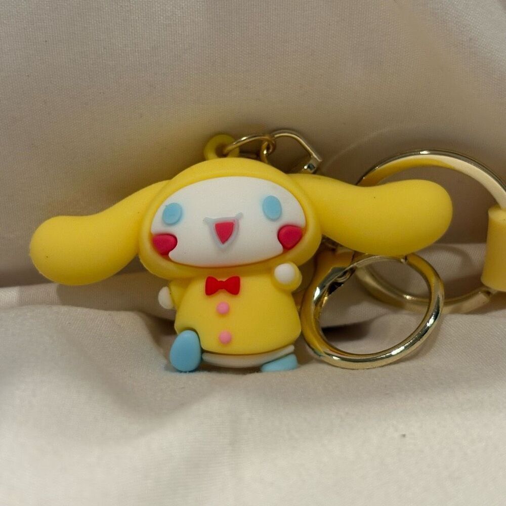 Sanrio Cinnamoroll Dog in Raincoat Keychain Key Ring Bag Backpack Charm NEW
